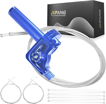Universal 7/8" Big Twist Throttle Assembly, Dual Push-Pull Cable with Transparent Window for 110-650cc Dirt Pit Bike, Motocross, ATV & Quad, CNC Aluminum Quick Twister Throttle Grip Blue