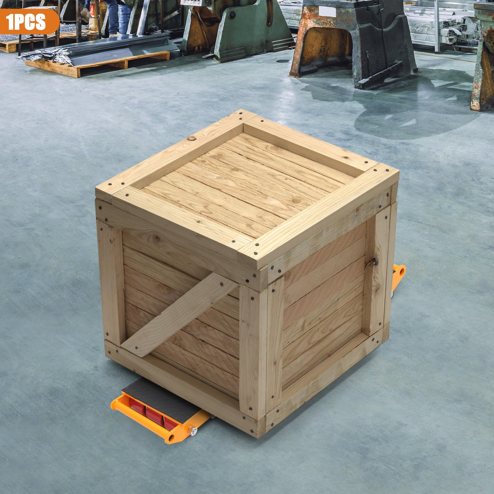 15T Transportroller, 38.5 x 27.5 x 9CM Legierter Stahl Gelb Panzerrollen Schwerlastfahrwerk Industrieroller Transportfahrwerk mit 9 PU-Richtungsräder für Maschinen Möbel Geräte Baustellen