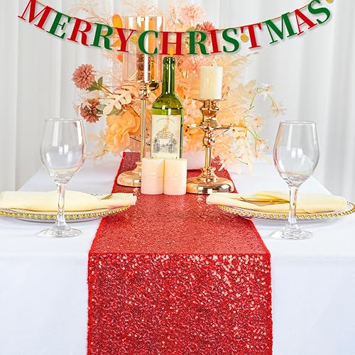 Vista 200 de Camino de mesa de lentejuelas doradas, 12 x 72 pulgadas, paquete de 15 caminos de mesa de boda con purpurina, camino de mesa dorado brillante