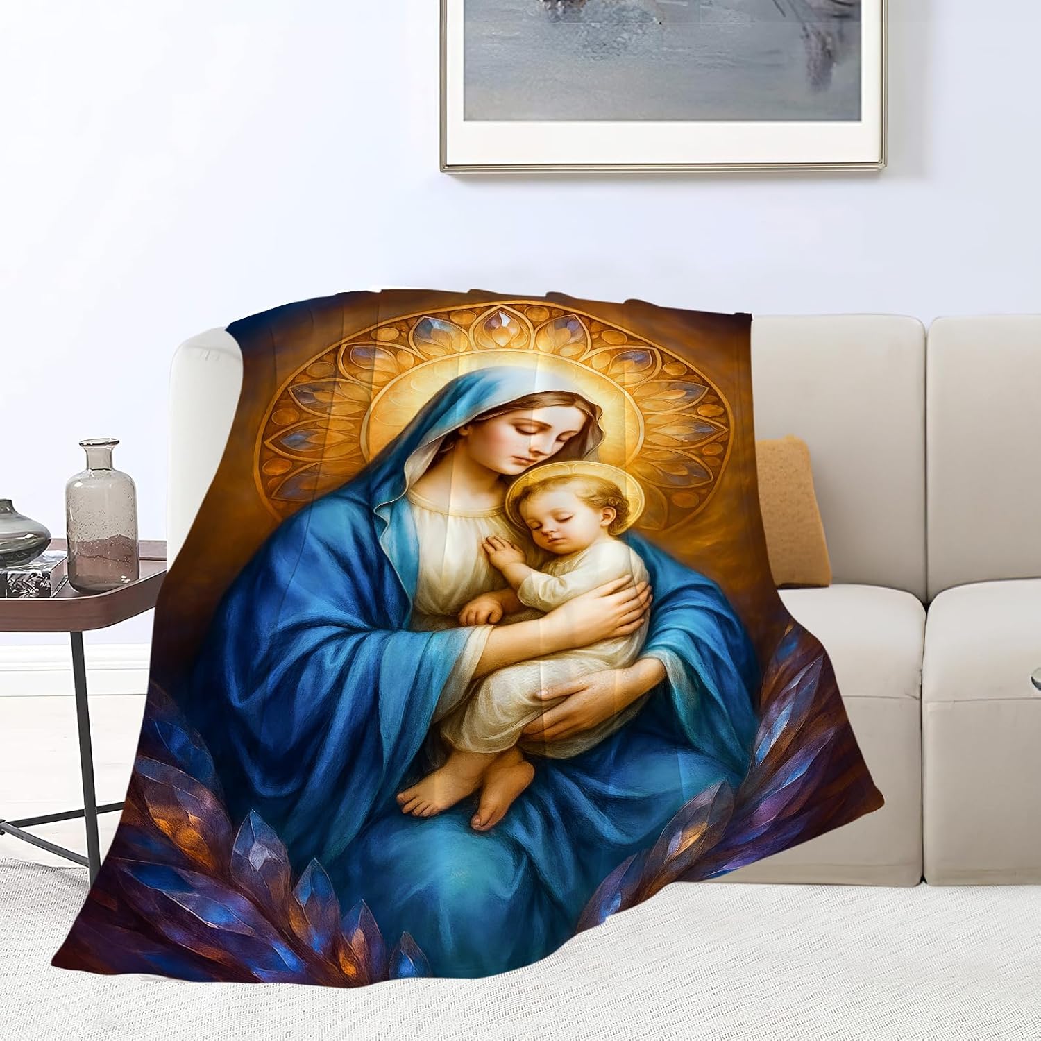 Virgin Mary Blanket Mother of God Throw Blanket Catholic Religious Soft Cozy Fleece Fuzzy Christian Stuff Plush God Faith Flannel Gifts for Girls Women Boys Kids Adults 40''x50'' - Image 5