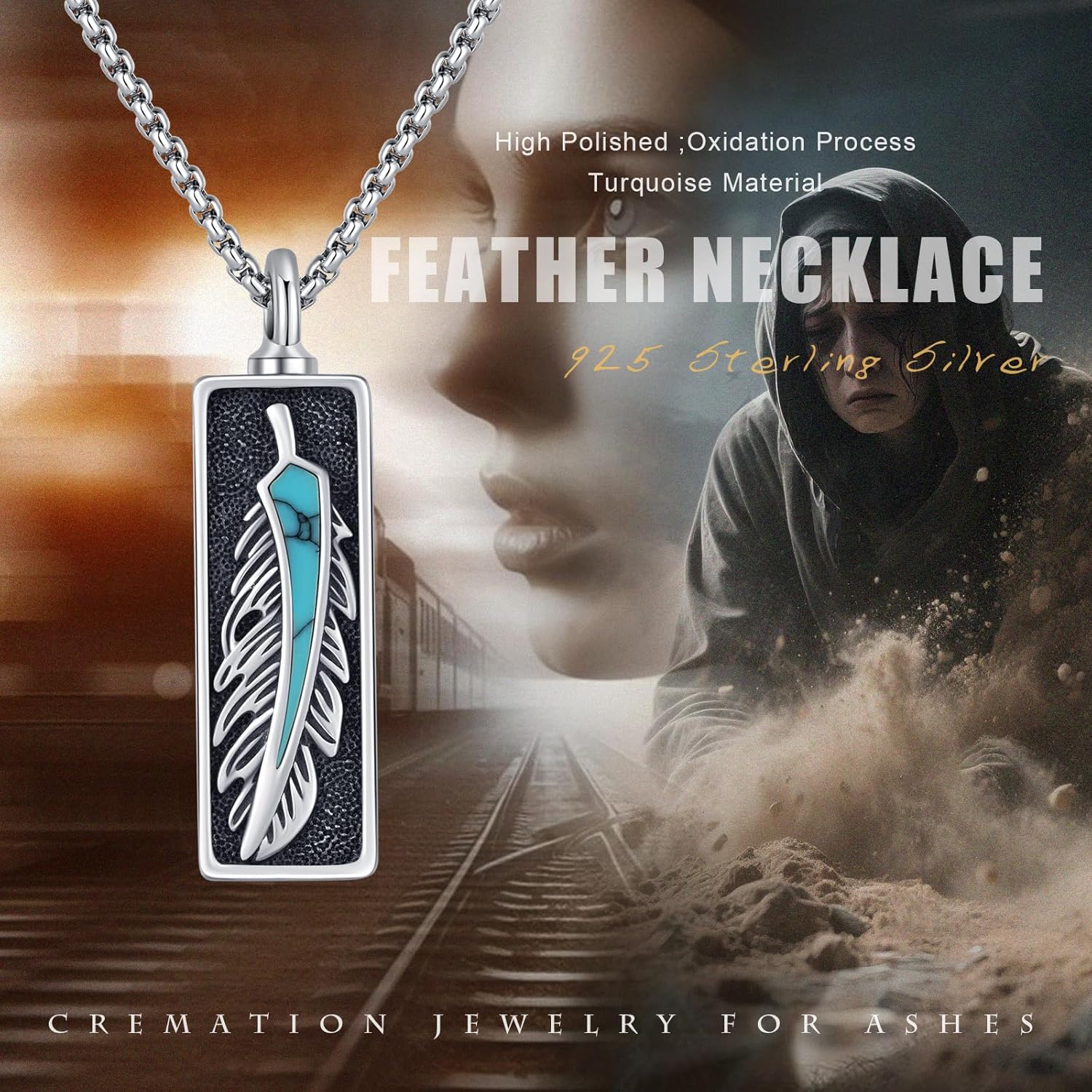 Urn Necklace for Ashes 925 Sterling Silver Cremation Pendant Horse/Dragon/Owl/Moonstone/Opal/Turquoise/Moss Agate/Malachite Keepsake Memorial Jewelry for Women Men - Image 7