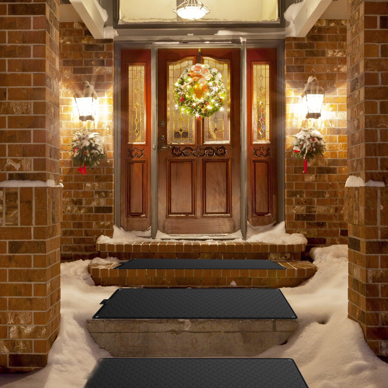 GOPLUS Tapis Chauffant de Fonte de Neige, Vitesse de Fonte 5cm/h, Tapis de Fonte de Neige et Glace en Caoutchouc Antidérapant, pour Entrée et Escaliers, 25 x 76CM (sans Cordon d'alimentation)