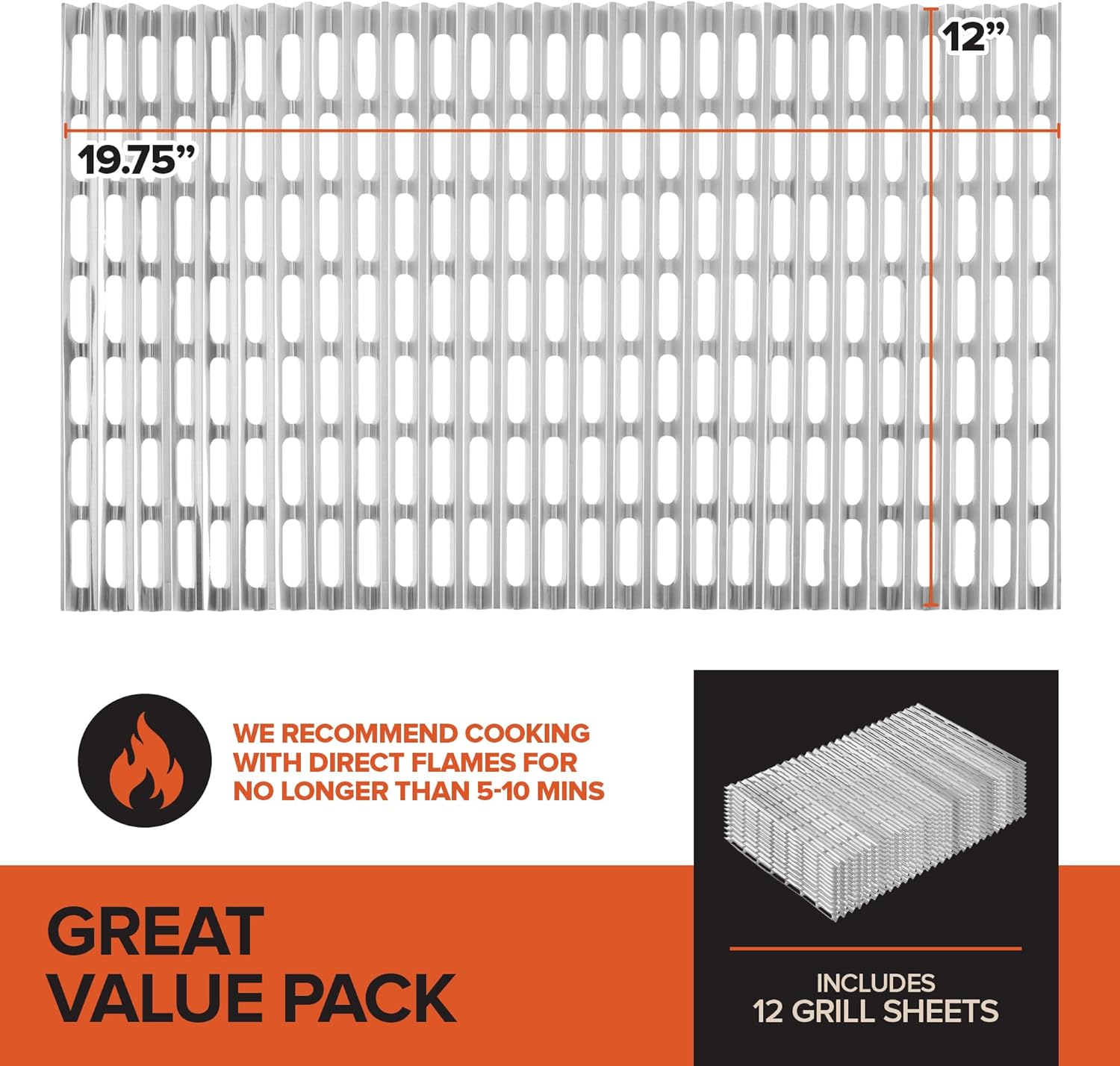 Stock Your Home 12 Pack Aluminum Grill Grate Liners, 12" x 20" No Mess Foil Disposable Grill Toppers for Outdoor Charcoal BBQs, Grilling Accessories