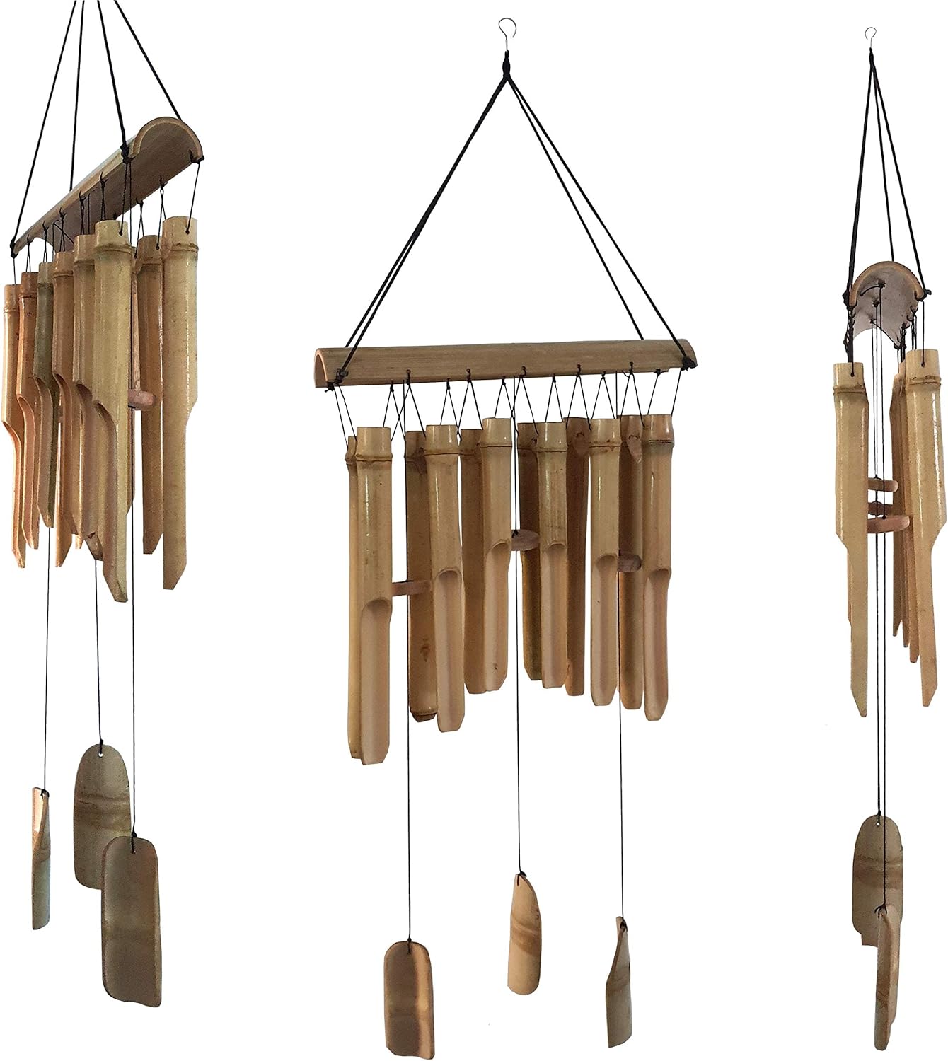 Large Simple Bamboo Wind Chimes, 12 Tubes Double Row, Patio Garden Home Décor, Handmade Natural Beautiful Sound 34 inch