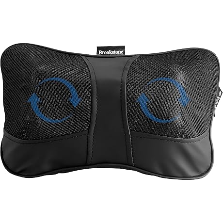 Brookstone Shiatsu Neck & Lumbar Massager - Deep Kneading Massage Pillow with Heat