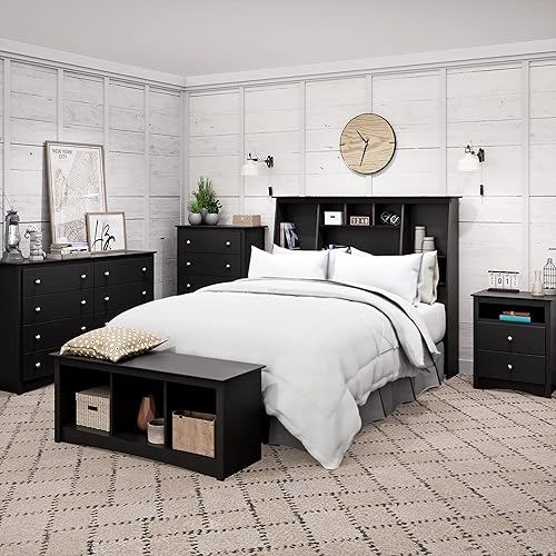 Miniatura 6 de Sonoma doble almacenamiento alto para cabecera Madera Negro