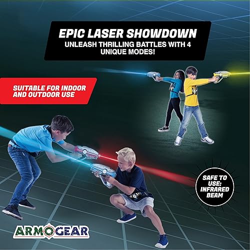 Miniatura 10 de Pistolas de combate láser ArmoGear con juego de 4 chalecos. Equipo de combate Láser para varios jugadores, para adolescentes, niños y adultos. Para