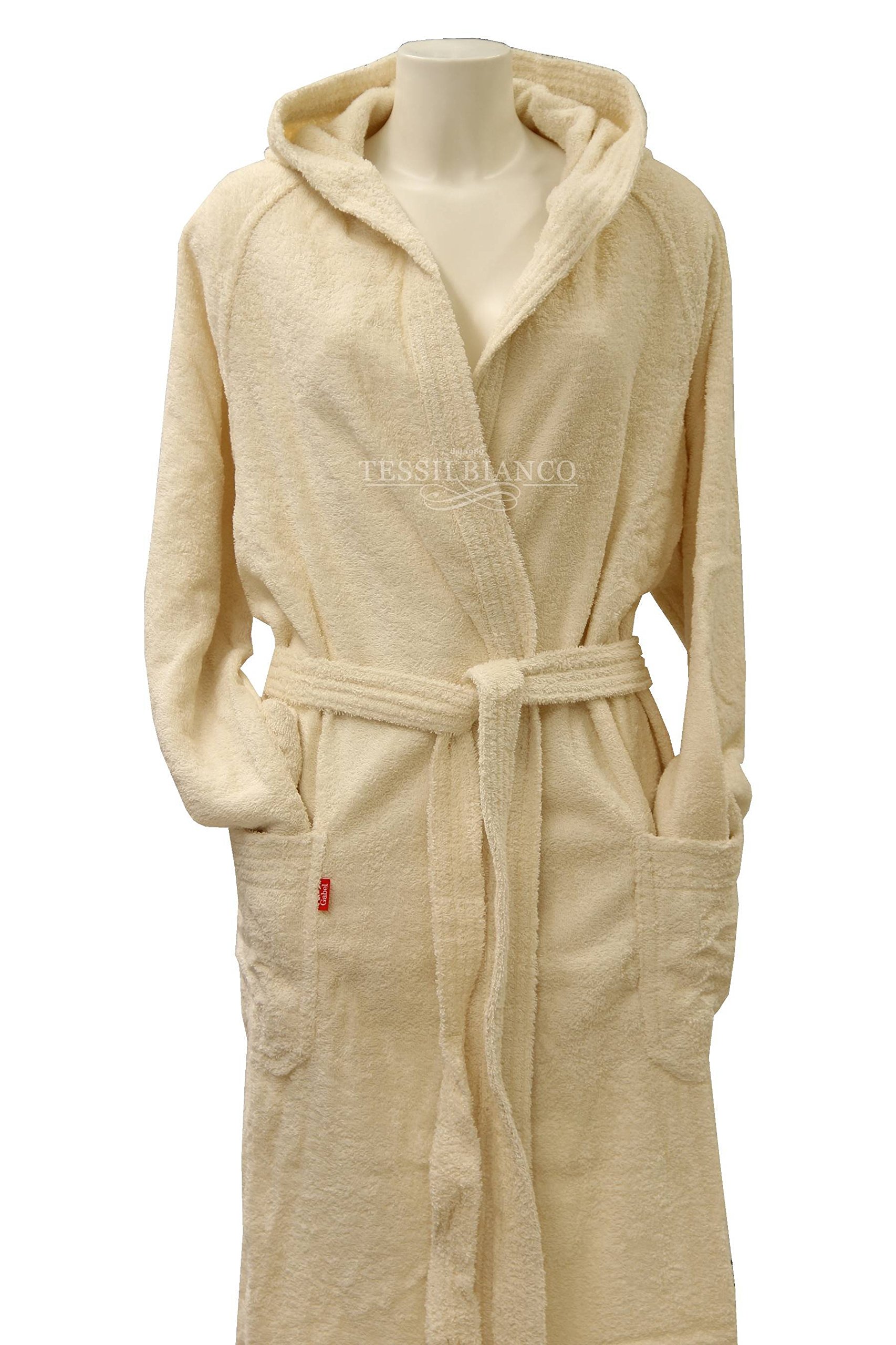 Gabel - Peignoir à capuche avec poches 100 % coton, couleur unie