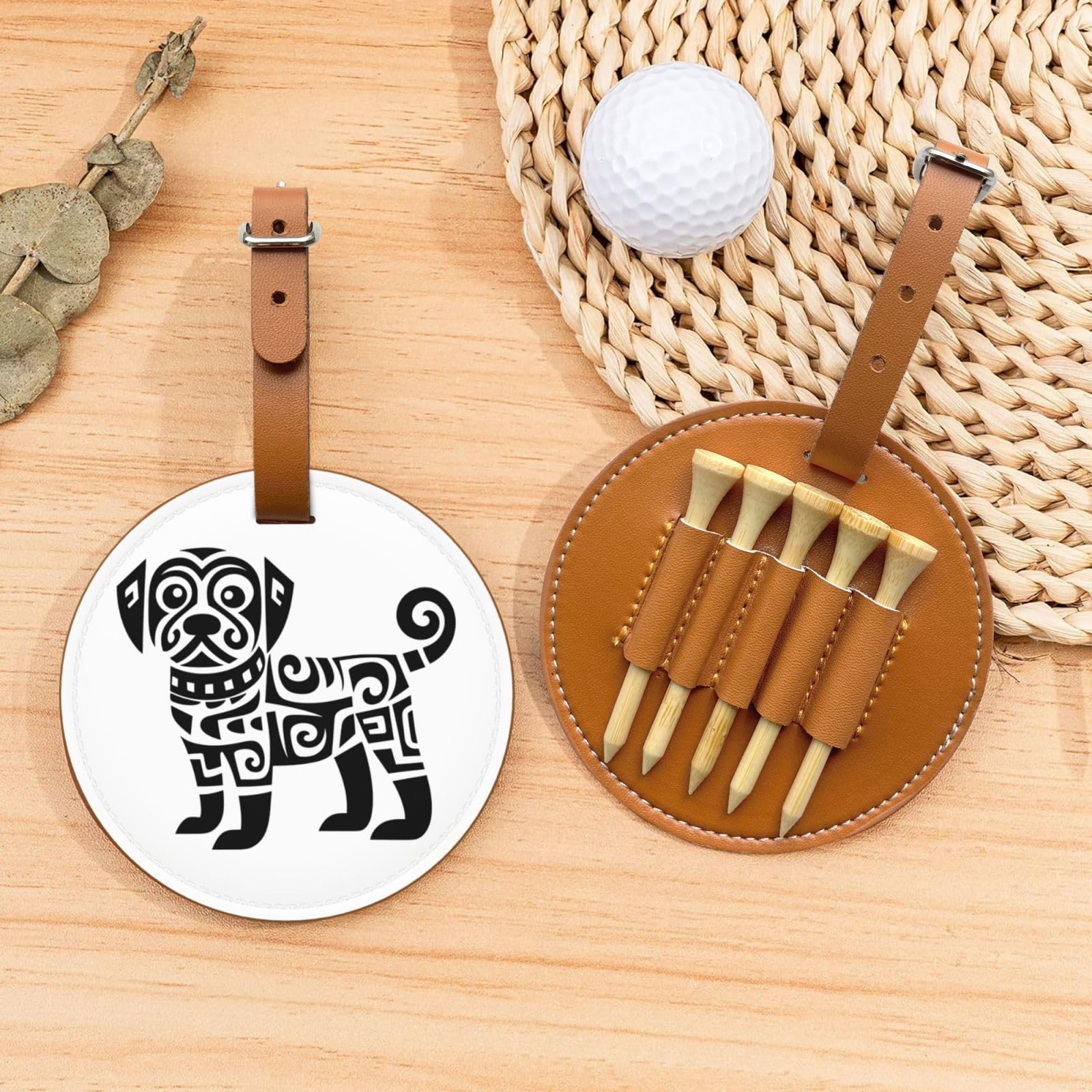 jointed dog Brown Printed golf tee storage bag - portable design, easy to organize tee