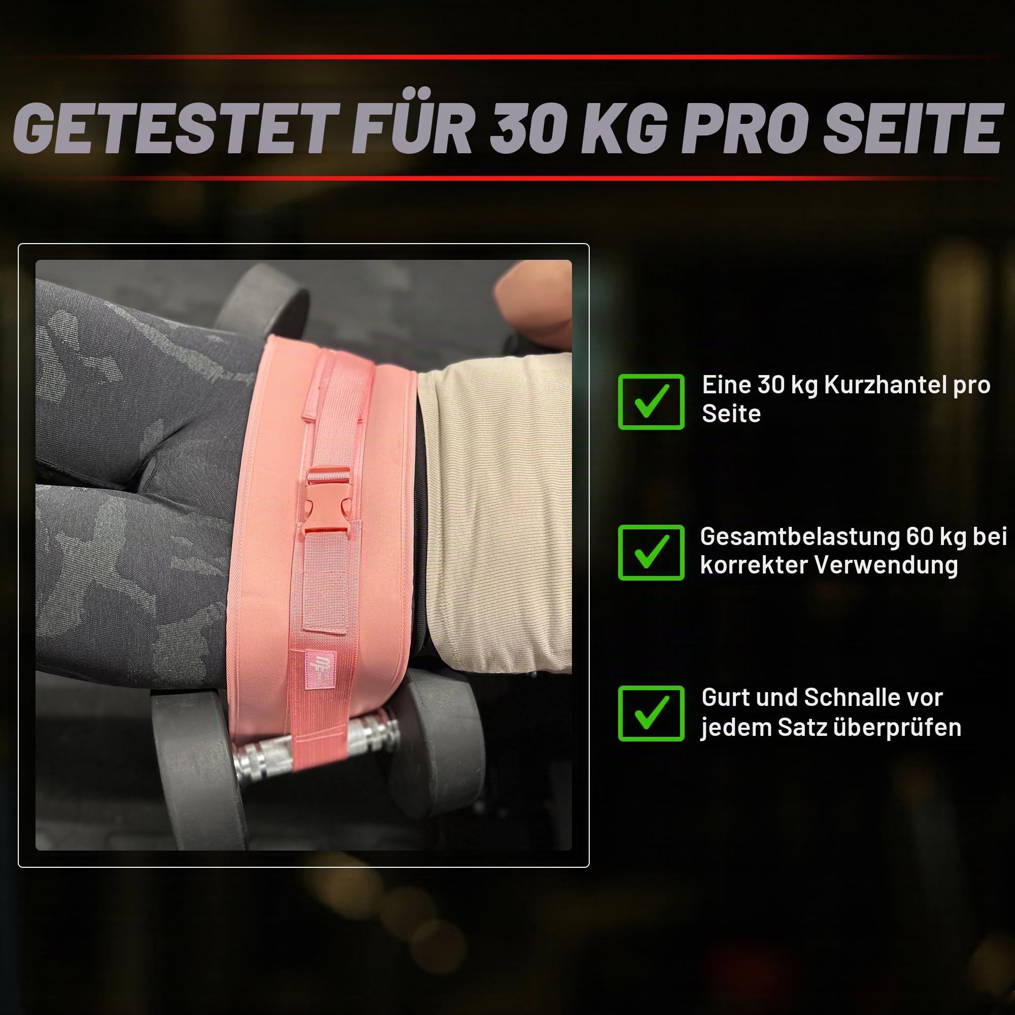 Hip Thrust Gürtel für Hantel- und Kettlebell-Gewichte, Booty Belt für Hüftübungen, Glute Bridge und Core Training, stabiler Lastgürtel bis 30 kg je Seite, verstellbar für Damen und Herren