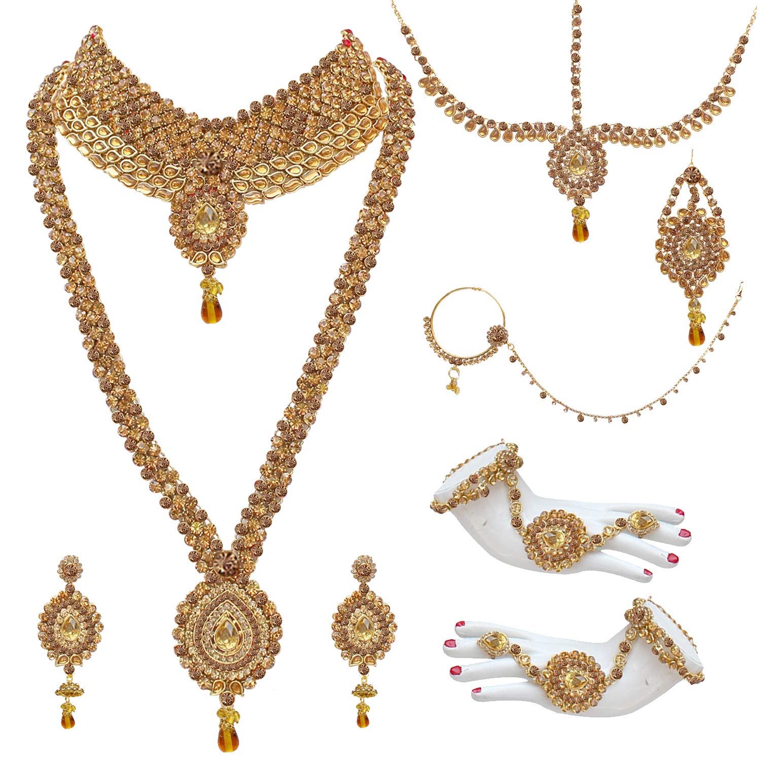 Lucky Jewellery Lct Metal Kundan 9 Pcs Jewellery Set for Women (IZK-1604-LCT) (B01LZ87JAF) Amazon Price History, Amazon Price Tracker