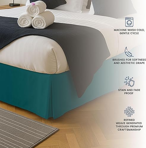 Utopia Bedding Queen Bed Skirt - Soft Quadruple Pleated Ruffle - Easy Fit with 16 Inch Tailored Drop - Hotel Quality, Shrinkage and Fade Resistant (Queen, White)(Teal,Full)