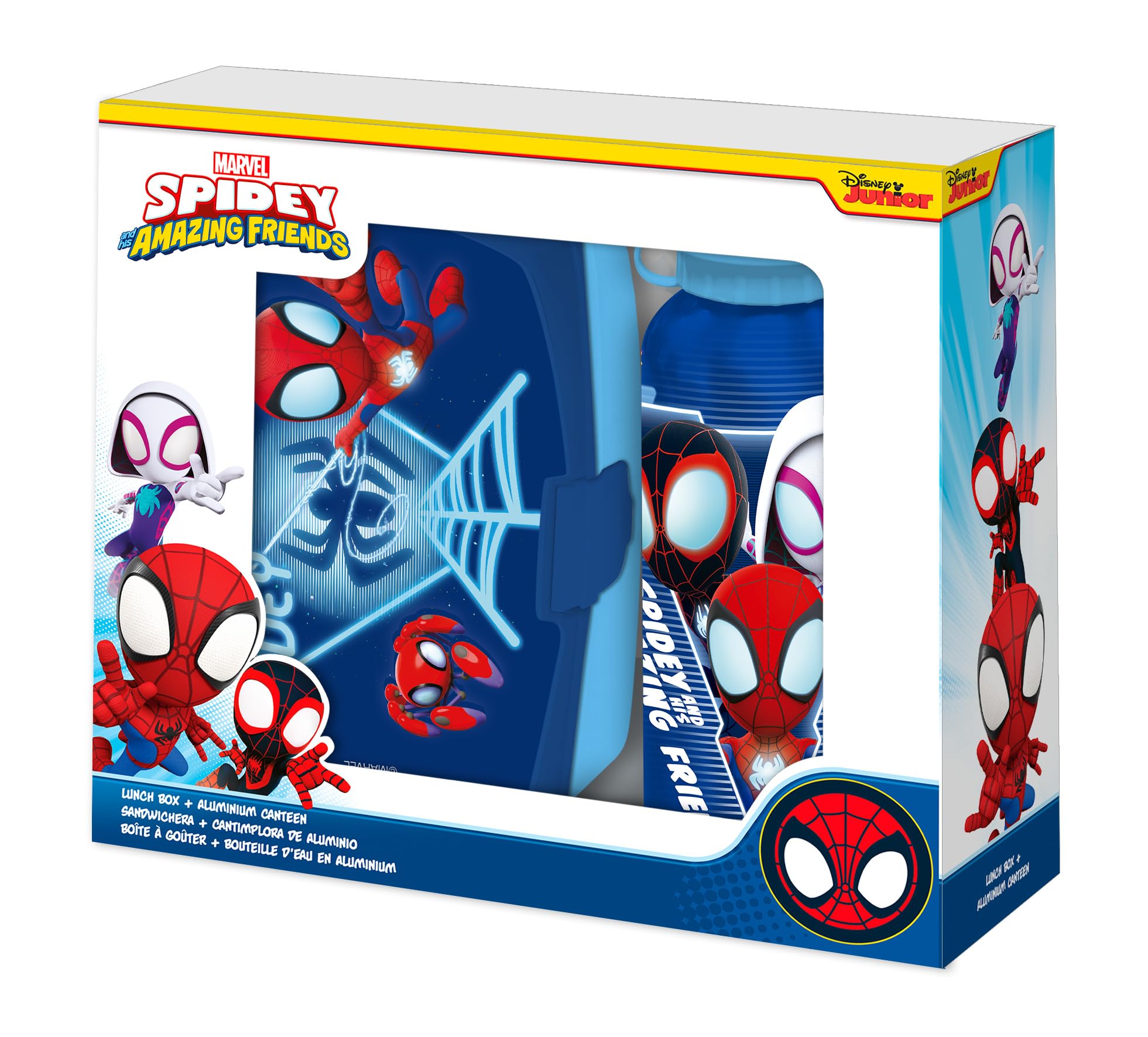 Kids Licensing - Botella de Aluminio Spidey 500ml + Sandwichera