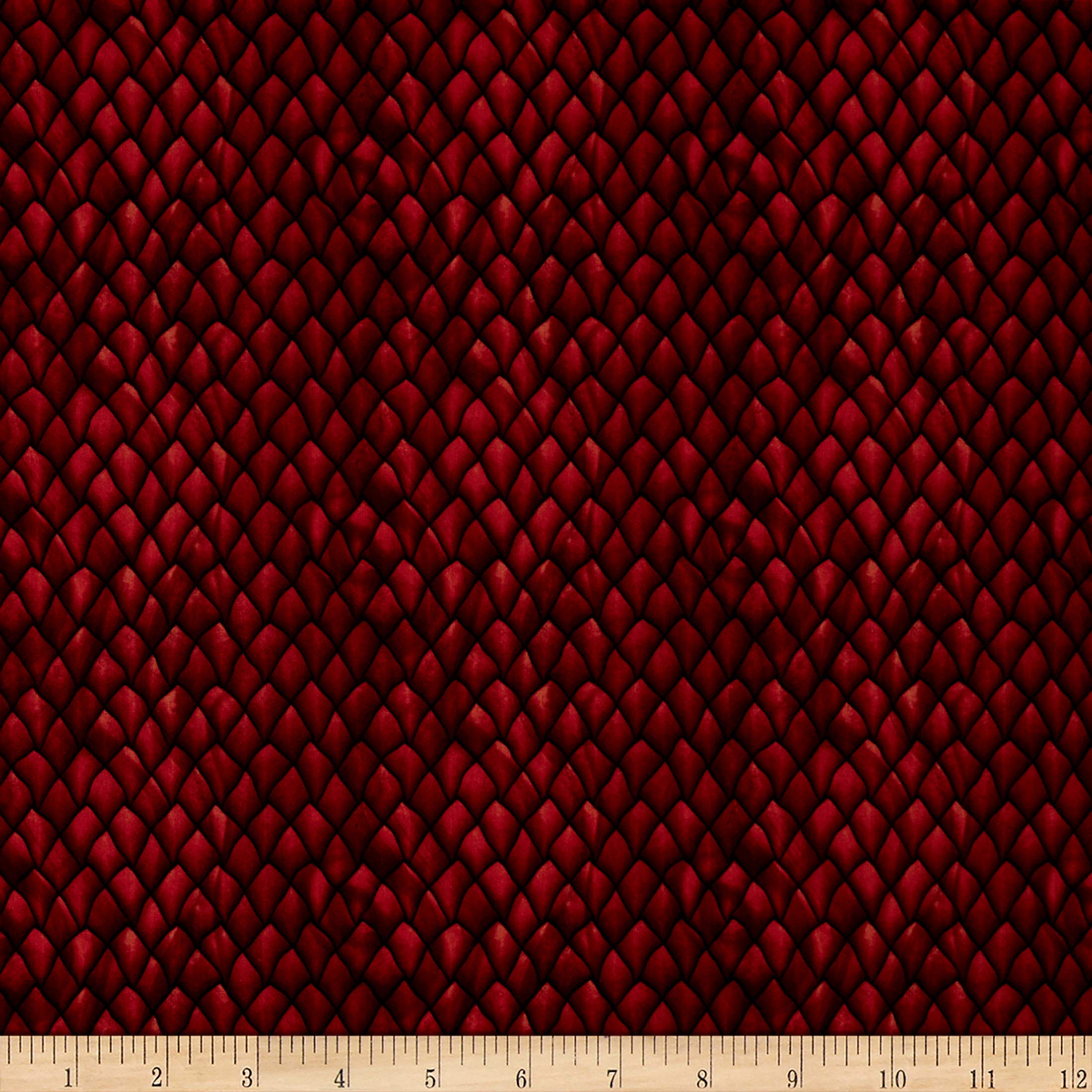 In The Beginning Fabrics in The Beginning Digital Dragons Scales, Red Yard