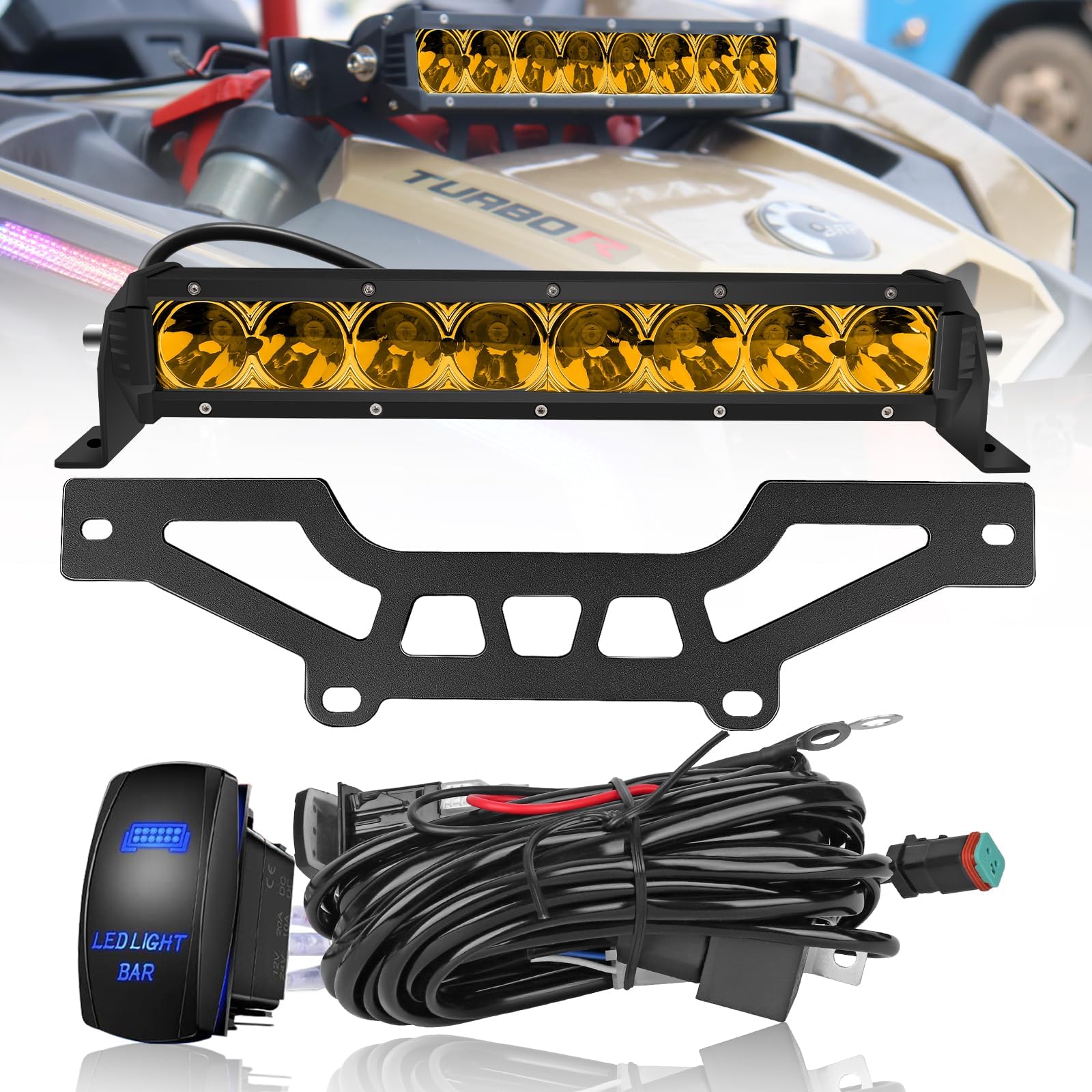 Photo 1 of Chelhead 40W Yellow LED Light Bar for Can-Am Maverick X3, Shock Tower Mount