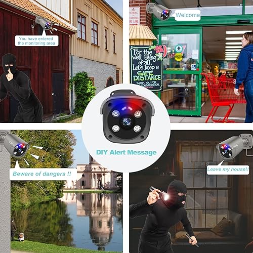 Miniatura 7 de Sistema de cámara de seguridad inteligente para el hogar, 4 cámaras IP PoE de 8MP con cable para exteriores con detección humana AI, 4K 16CH NVR con