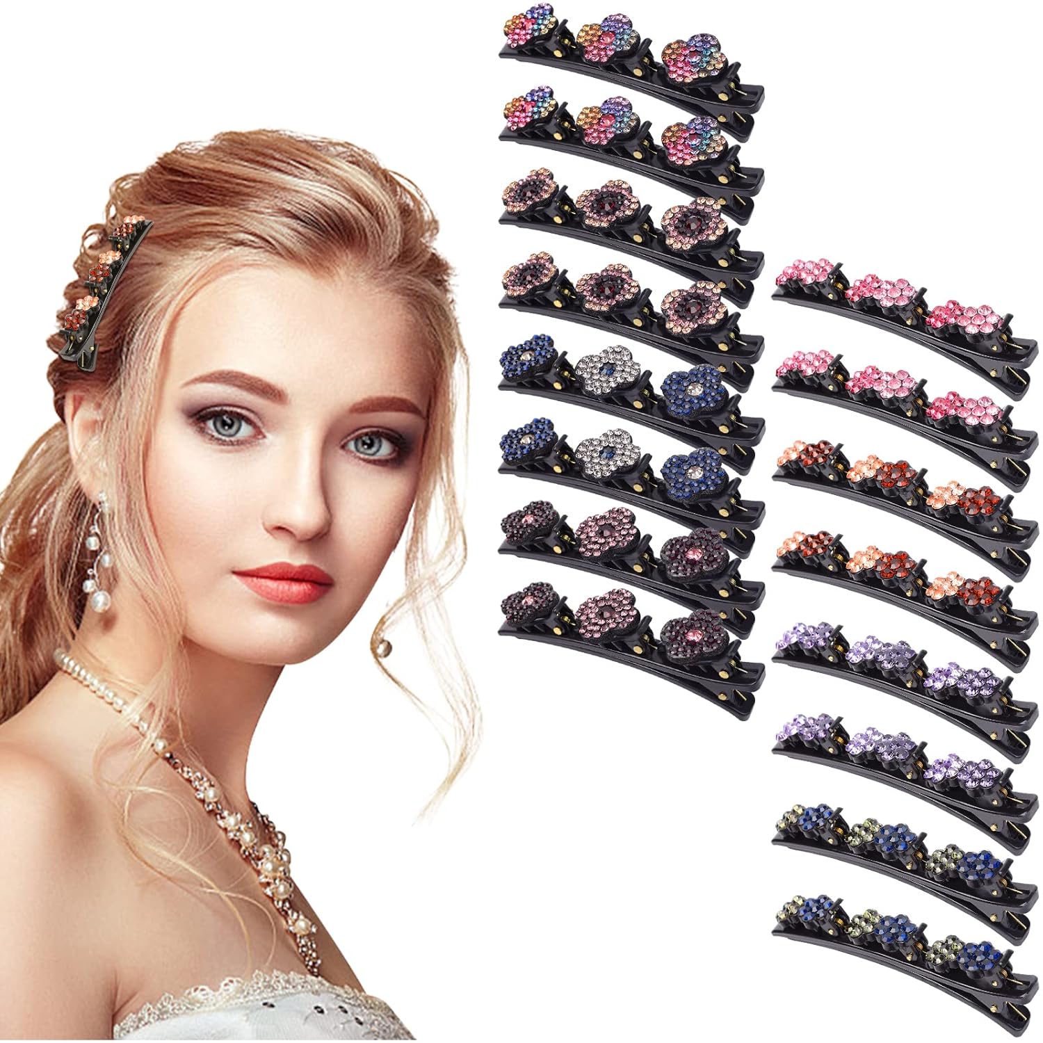 16PCS Satin Fabric Hair Bands, FourLeaf Clover Chopped