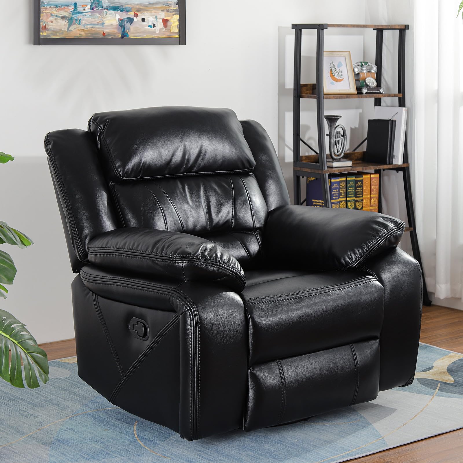 Club Leather Swivel Rockers HULALA HOME Genuine Leather Swivel