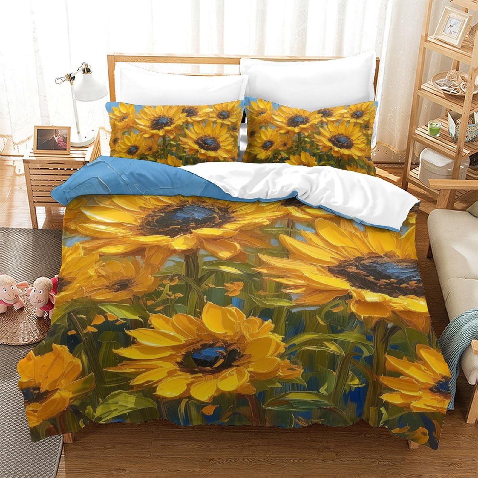 Housse de couette Tournesol 3D ensemble de literie microfibre douillette