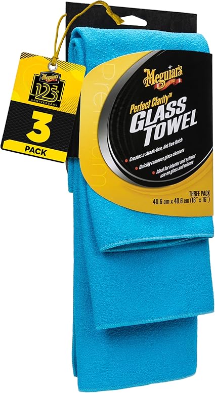 Meguiar's Clarity Glass Towel X210300 Toalla de Microfibra para Cristales, 40,6 x 40,6 cm