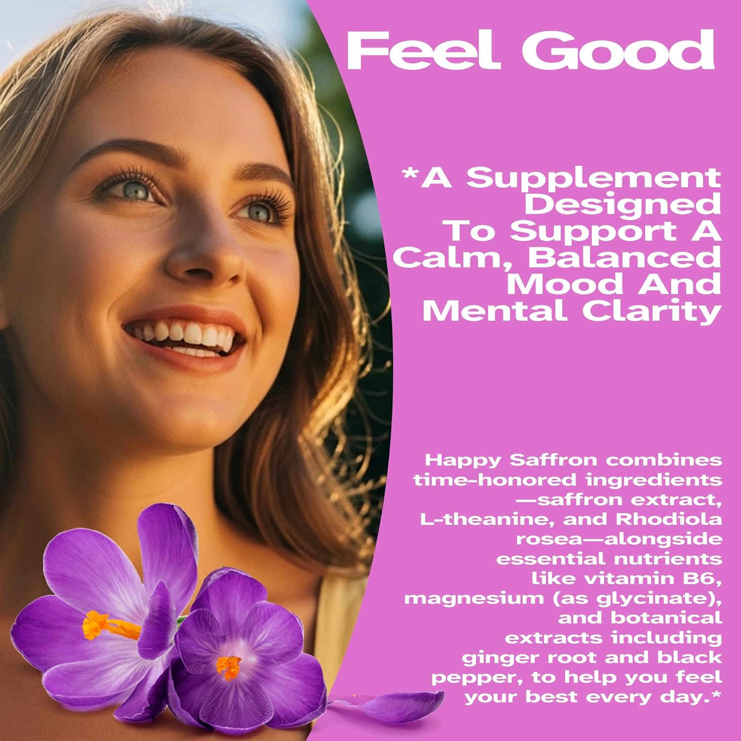 Saffron Supplements for Mood, Energy & Vision Support – Pure 88mg Extract-Saffron, B6,Vegan Capsules for Focus & Mental Clarity – 60 Count 30 Day Supply - Image 5