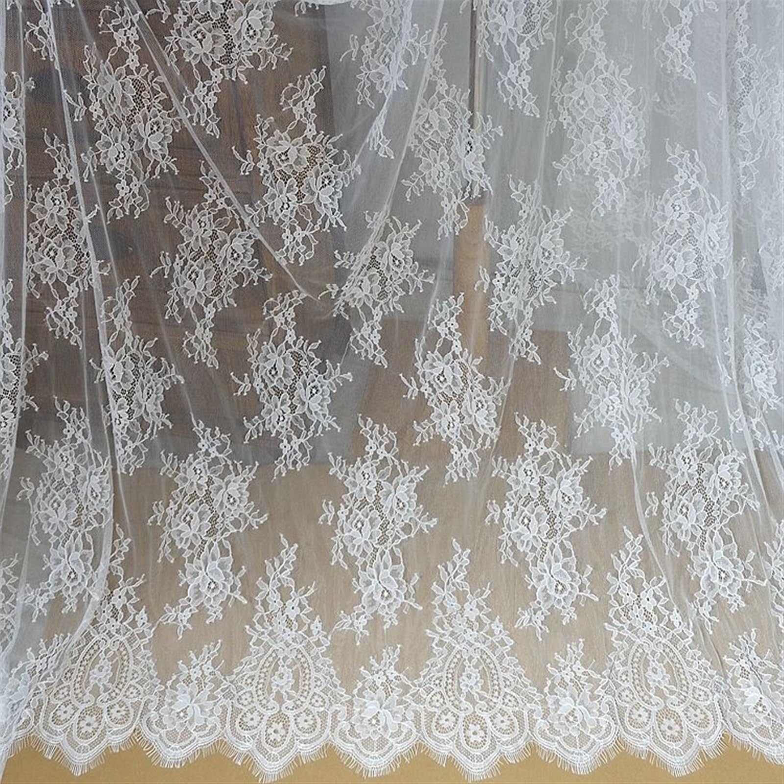 Cinta de Encaje, Ribete De Malla Encaje Pestañas, Tela Multicolor 1.5mx(White 3M)
