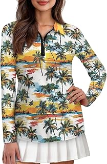 Women's Long Sleeve Golf Polo Shirt UPF 50+ UV Protection Quick Dry Breathable for Hiking