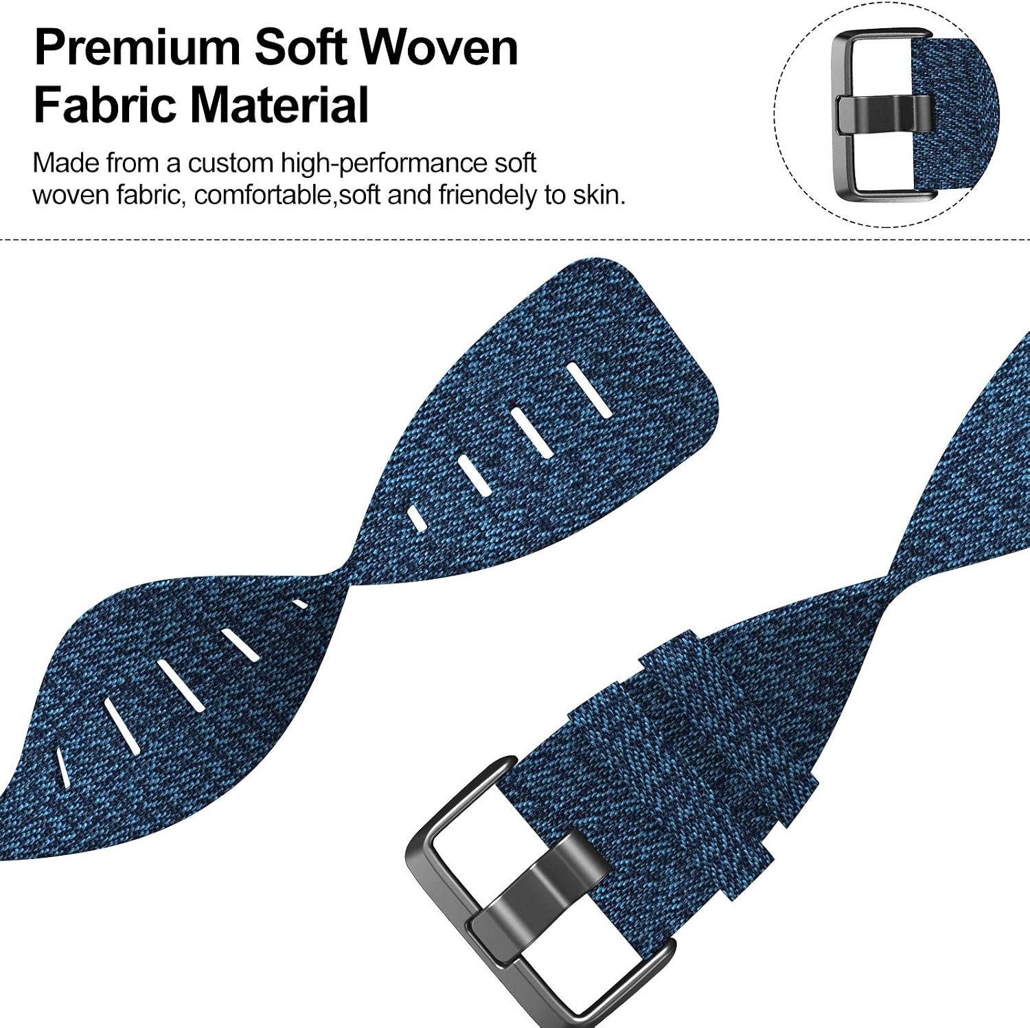 VASG 4 Pack Bands Compatible with Fitbit Versa 3 / Fitbit Sense Bands, Small Large Soft Woven Fabric Breathable Accessories Strap Replacement Wristband Women Men for Versa 3 / Sense Smart Watch