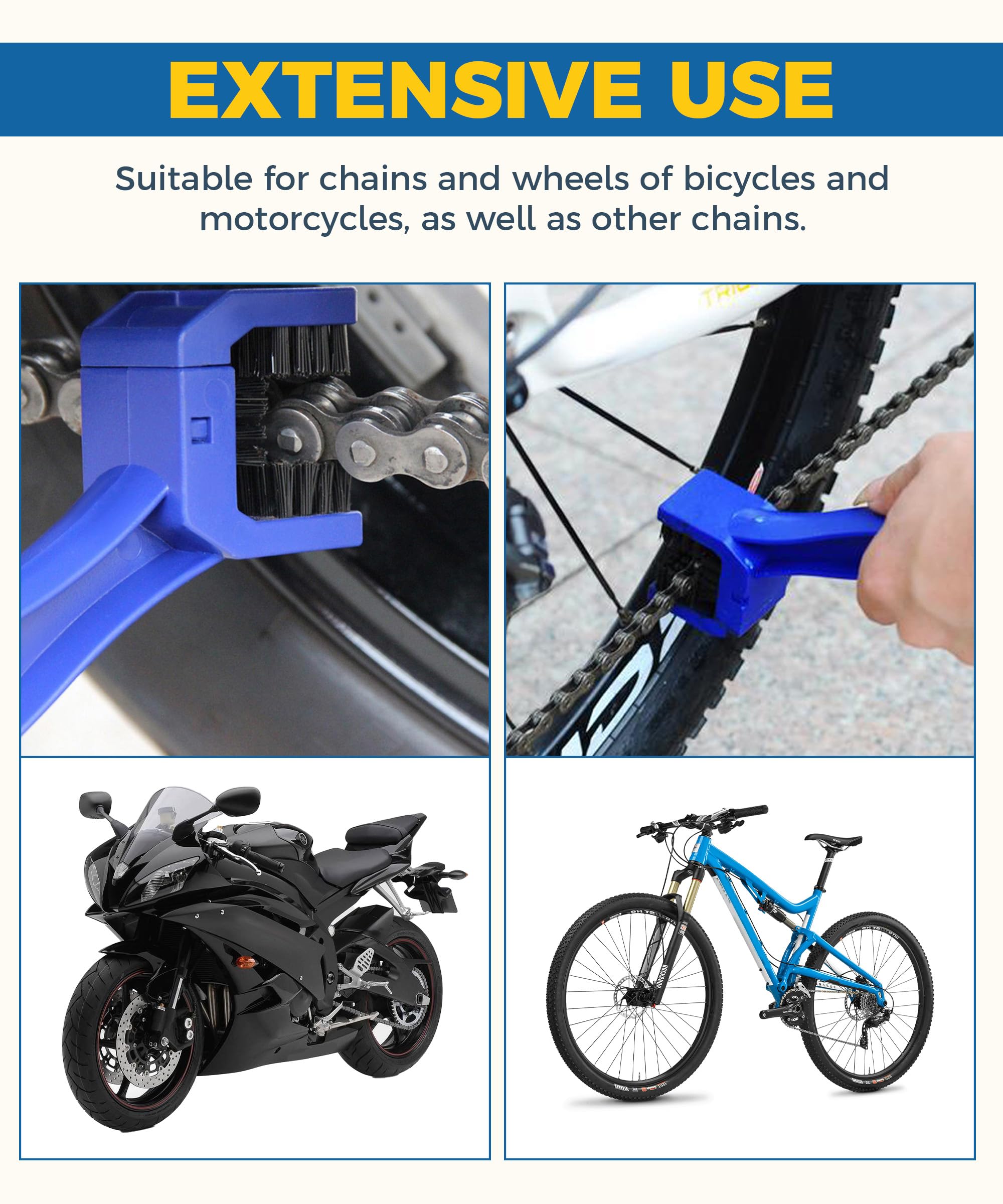 Kit 6 Brosse Chaîne Moto Vélo - Nettoyant Chaîne Entretien Complet Avec Poils Nylon