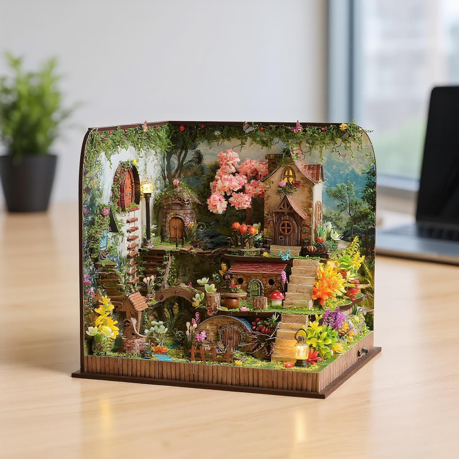 ブックヌック キット 大人向け | ハンドメイドフラワーハウス,クリエイティブブックヌック組み立てキット テーブルトップデコレーショ