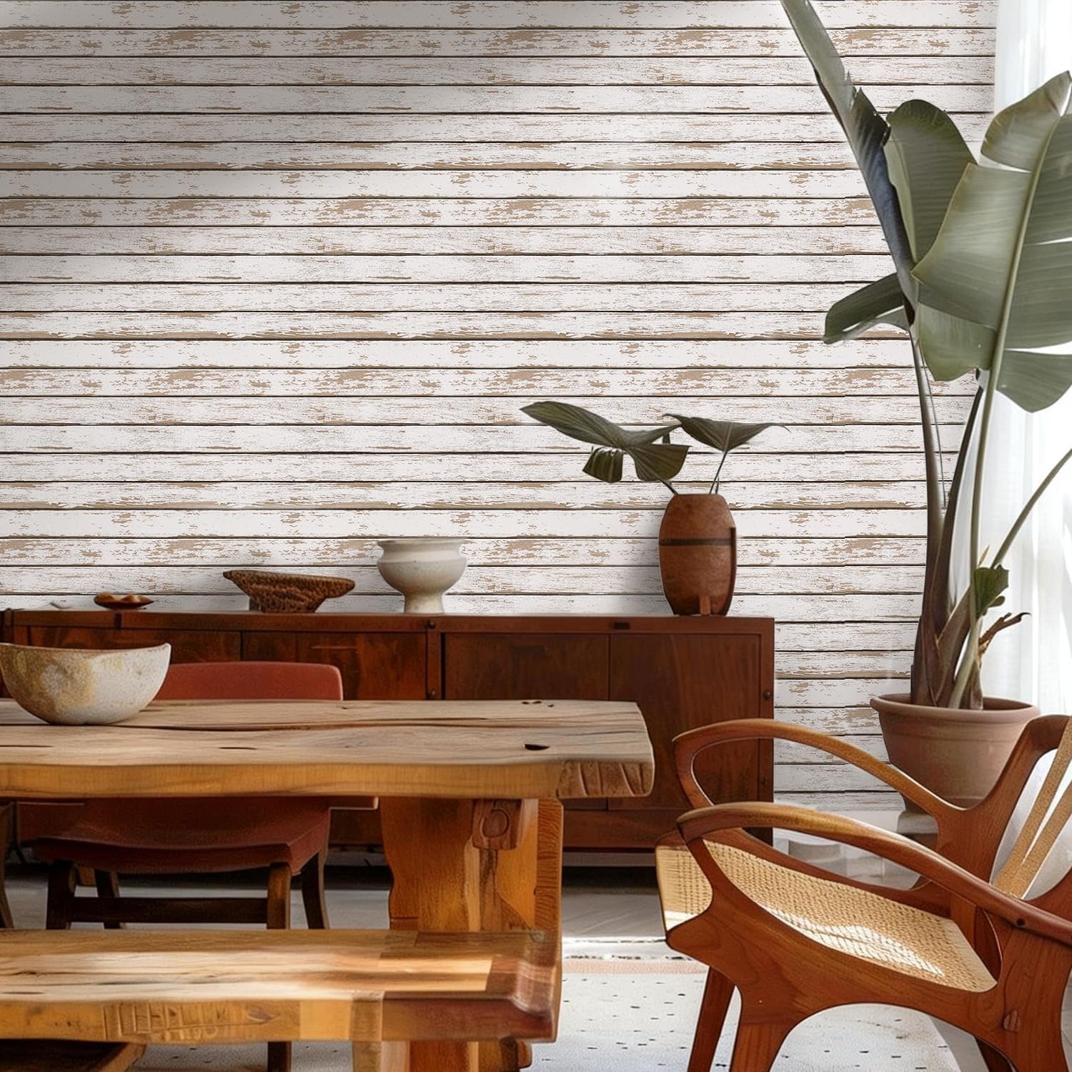 Commomy Faux Wood 3D Peel and Stick Tiles - 10 Pcs 11.8"x11.8" Peel and Stick Wood Tiles Ultralight PVC Wall Paneling for Bedroom, Bathroom, Kitchen Backsplash, Farmhouse Interior Decor