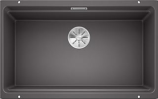 BLANCO ETAGON 700-U 525168 Lavello da Cucina in Granito Sotto-Top per Basi di Lavello con Larghezza di 80 cm, SILGRANIT, Grigio