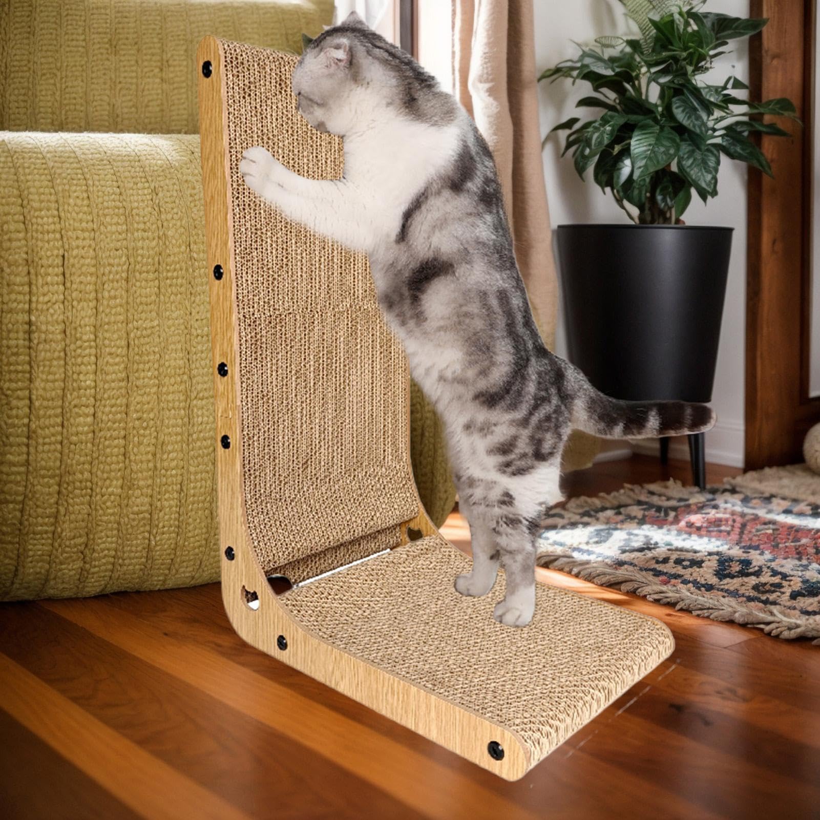 Cartón rascador para Gatos, cartón rascador en Forma de L, Accesorios para