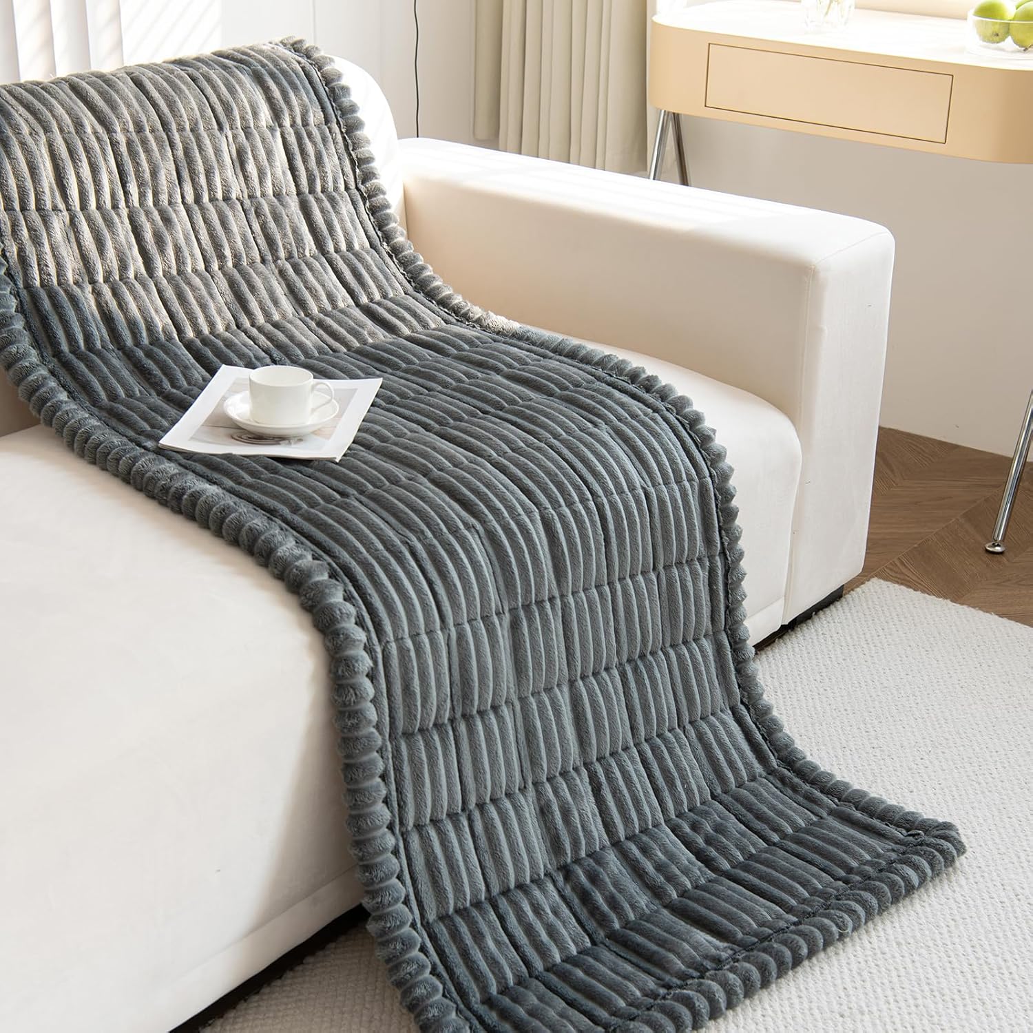 New Thick Sofa Covers Washable - Soft Corduroy Universal Sofa Cover 2 3 4 Seater, Non-Slip Couch Cover, Couch Seat Covers Sofa Slipcovers Furniture Protector for Living Room (Dark Grey, 70x180cm)