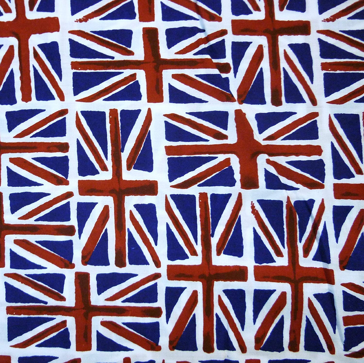 100% Cotton Fabric with Patriotic Red White and Blue Union Jack Flags (Per Metre)