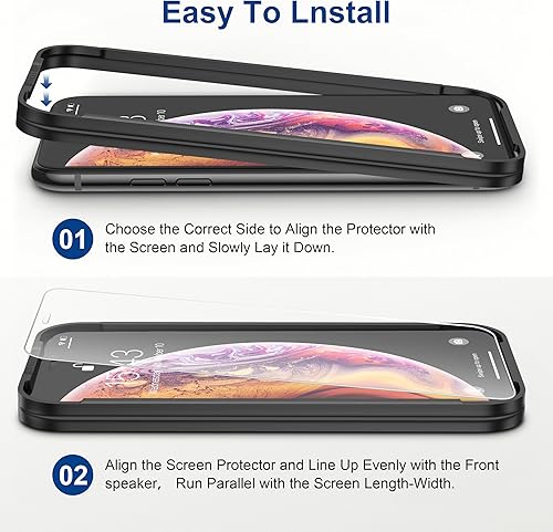 Miniatura 7 de ImpactStrong Protector de pantalla de vidrio templado inastillable para iPhone 11 ProiPhone XSiPhone X, marco de fácil instalación, sin burbujas,