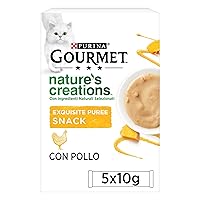 GOURMET Nature's Creations - Snack Gatto Adulto, Purèe con Pollo e Zucca. 55 Buste da 10 g