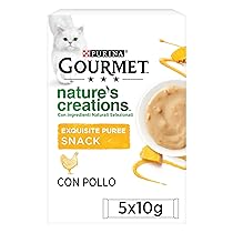 GOURMET Nature’s Creations – Snack Gatto Adulto, Purèe con Pollo e Zucca. 55 Buste da 10 g