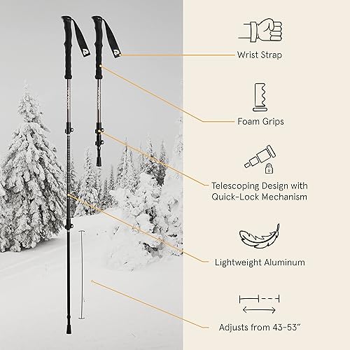 Vista 33 de Retrospec Drifter Snowshoes & Trekking Poles Bundle with Adjustable Bindings - Lightweight Aluminum Snow Shoes for Women & Men - All Terrain Hiking