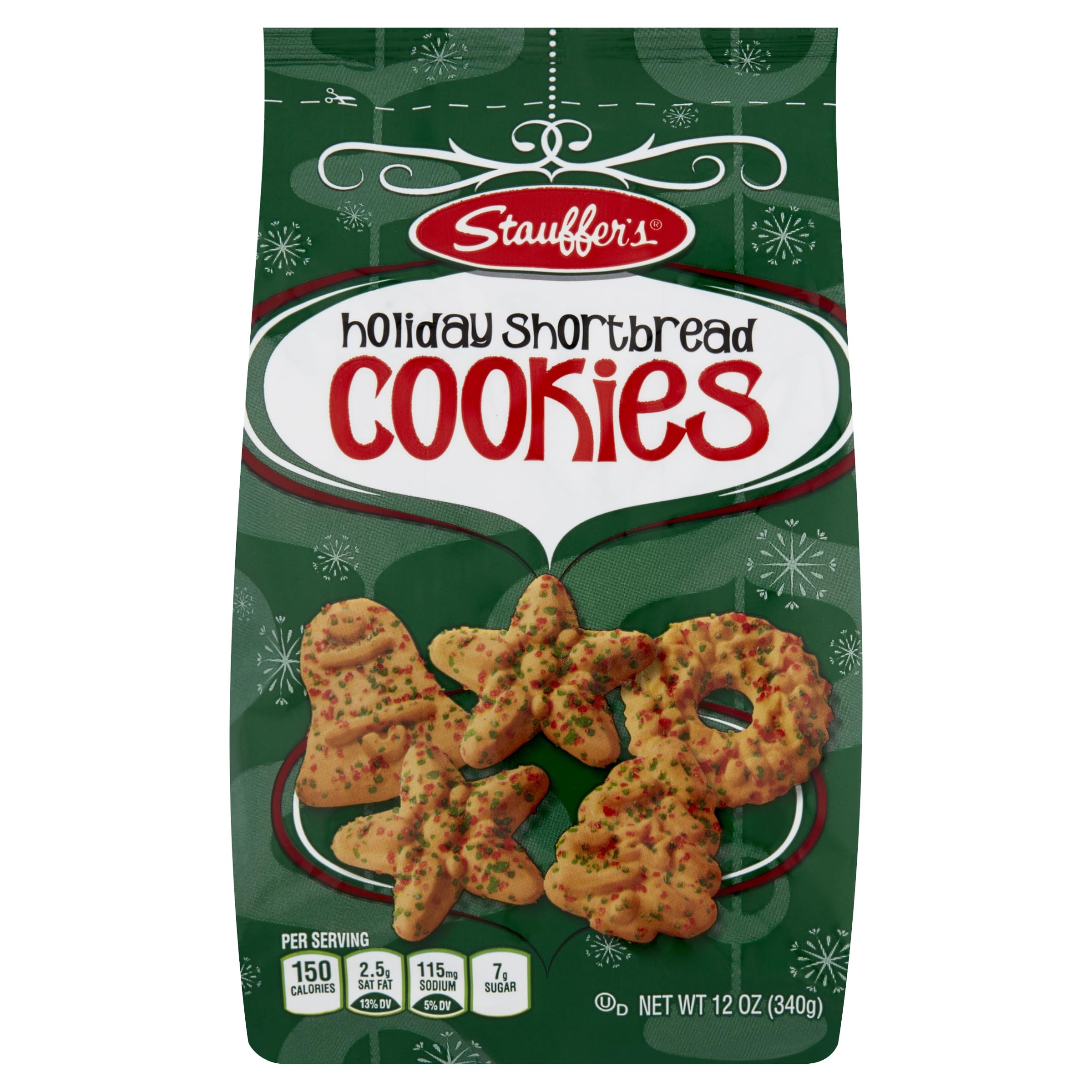 STAUFFERS Holiday Shortbread Cookies - 12oz Bag - Traditional Christmas Cookie Shapes with No High Fructose Corn Syrup