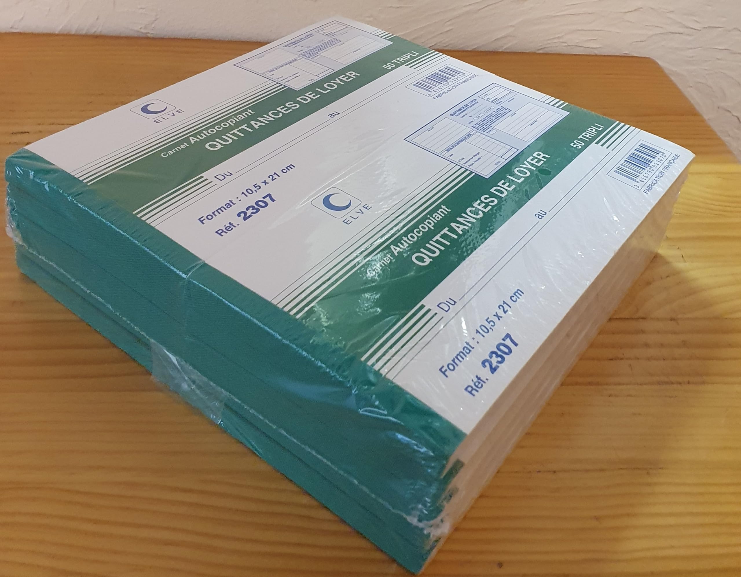 Lot de 10 Carnet Quittances de loyer - 105 x 210 - 50 tripli