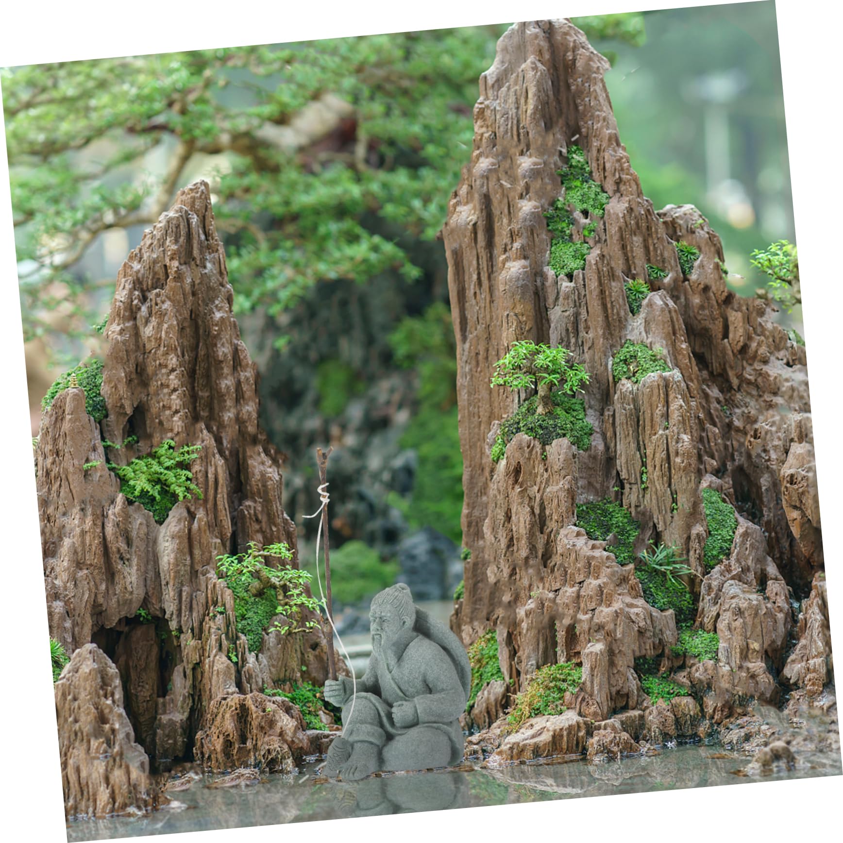PRETYZOOM 3 Piezas Decorar Home decoración casa aquário - Escultura Aquarium decoración del Acuario Estatua Mini Adorno de Acuario Decorativo Micro Paisaje decoración Arenisca Verde