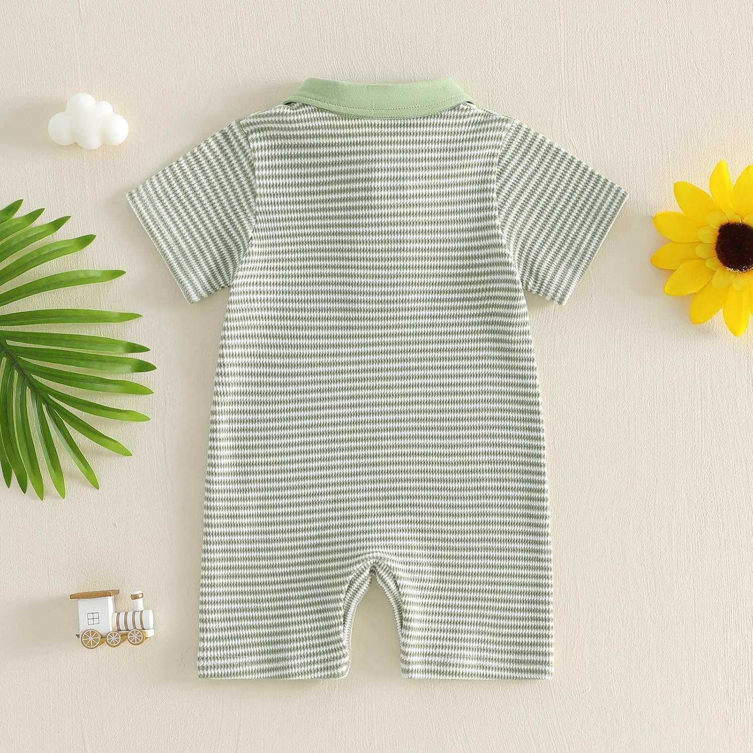 Baby Boy Fall Outfit Waffle Truck Sweatshirt Romper 0-18 M | Newborn Baby Boy Outfit Long Sleeve Waffle Knit Button Romper One Piece Jumpsuit Infant Boy Fall Clothes