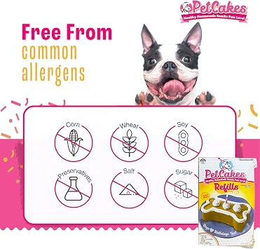 PetCakes Birthday Treat Kit Refills for Dogs - Make Healthy Cakes - Includes 1 Cake Mix & 1 Frosting, Carob Flavor - Net Wt. 3oz