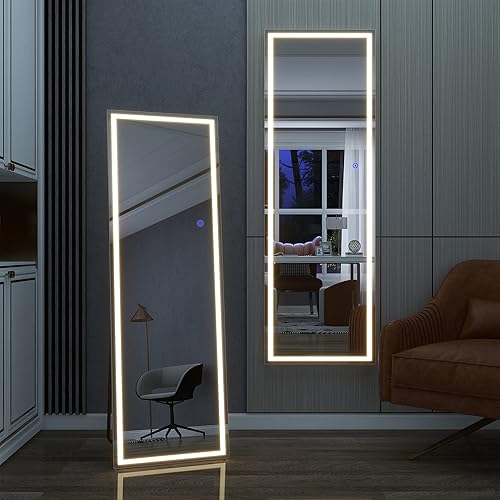 Miniatura 114 de NeuType - Espejo de cuerpo completo, espejo de pie de cuerpo completo, 64 x 21 pulgadas con soporte, espejo de pie para colgar o apoyar contra