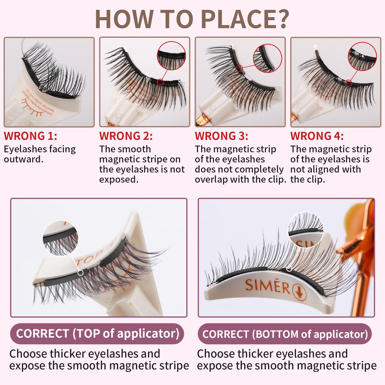 Half Magnetic Lashes with Applicator Eyelash Kit Black Natural