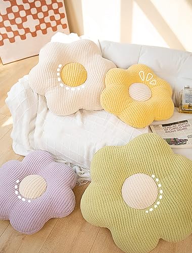 Miniatura 3 de HANDKEI Almohada transpirable con forma de flor, cojín de suelo de flores, bonita decoración de habitación, almohada cómoda para leer y descansar