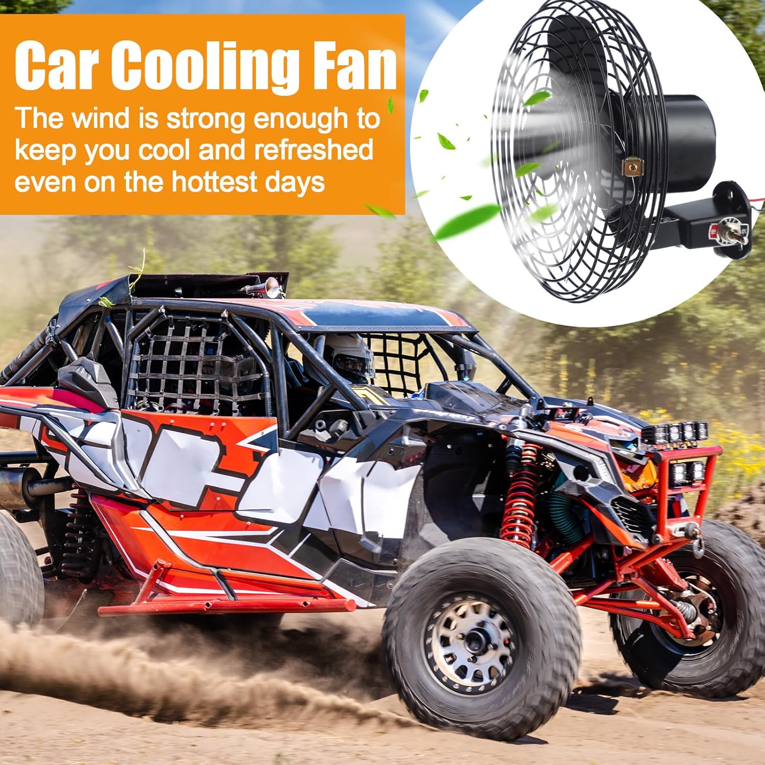2 Pcs 12V RV 8 Inch Cooling Fan with 2 Speed Switch Heavy Duty Black Portable Manual Swivel Metal Fan for Auto Car Vehicle Truck RV Boat Camper Bus