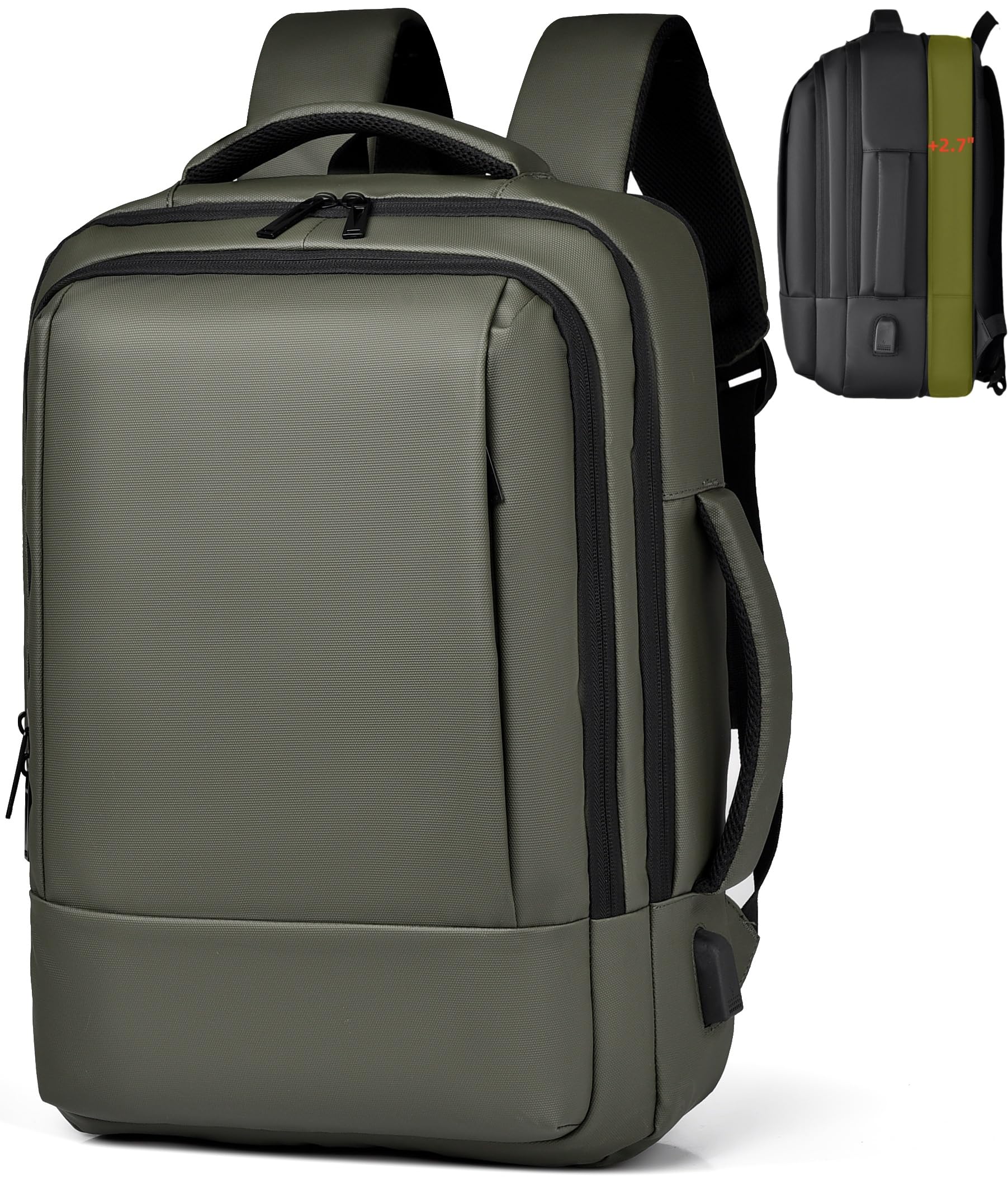 ORILOOSEN 17/15.6" Business laptop backpack, PU Travel backpack,carry on backpack, Expandable laptop backpack Women Men,college backpack (02#updated,