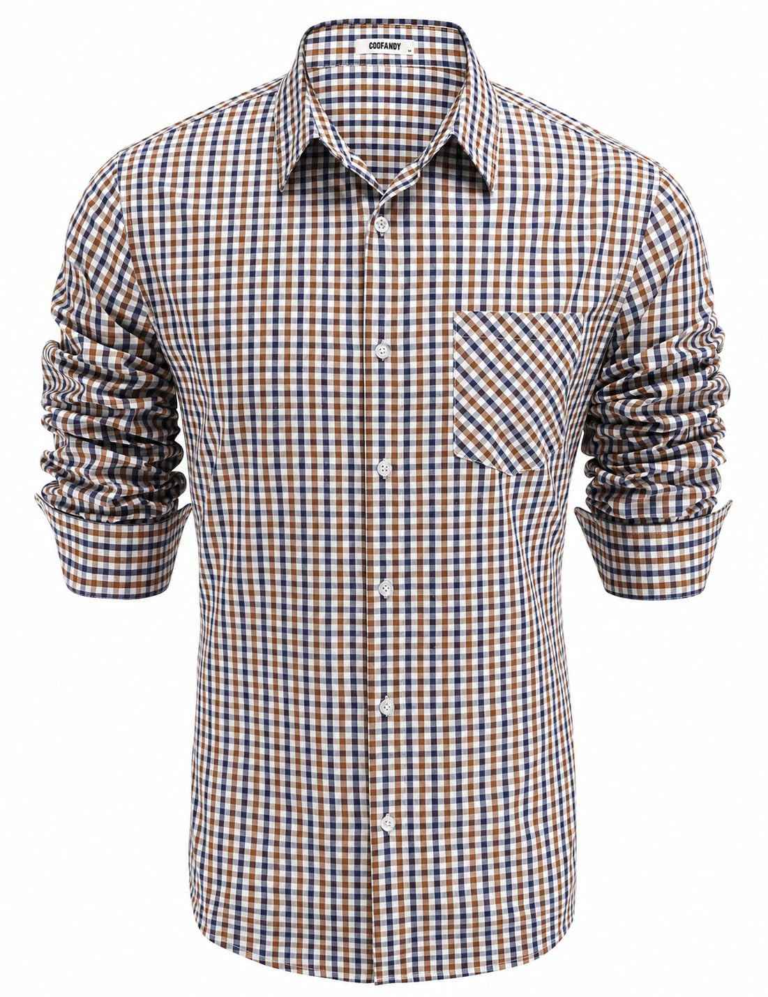COOFANDY Trachtenhemd Herren Oktoberfest Hemd Slim Fit Karohemd | 100% Baumwolle, Dreifarbiges Karomuster, Langarm, Westernhemd, Freizeithemd